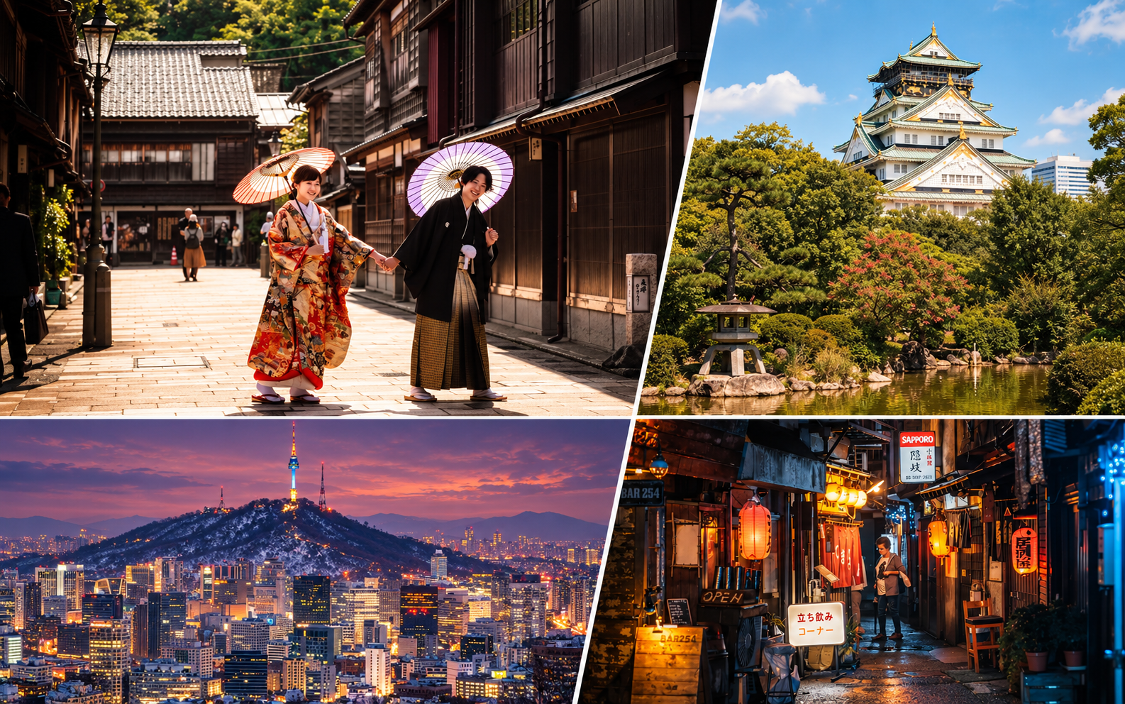 Montage du voyage FRED au Japon et en Corée — Kanazawa, Osaka, Séoul et Tokyo