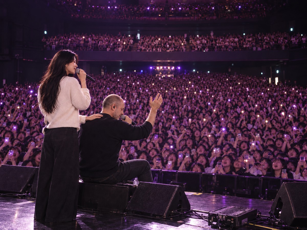 FRED et Min-Ah sur scène face au public lors du concert de Séoul en 2026